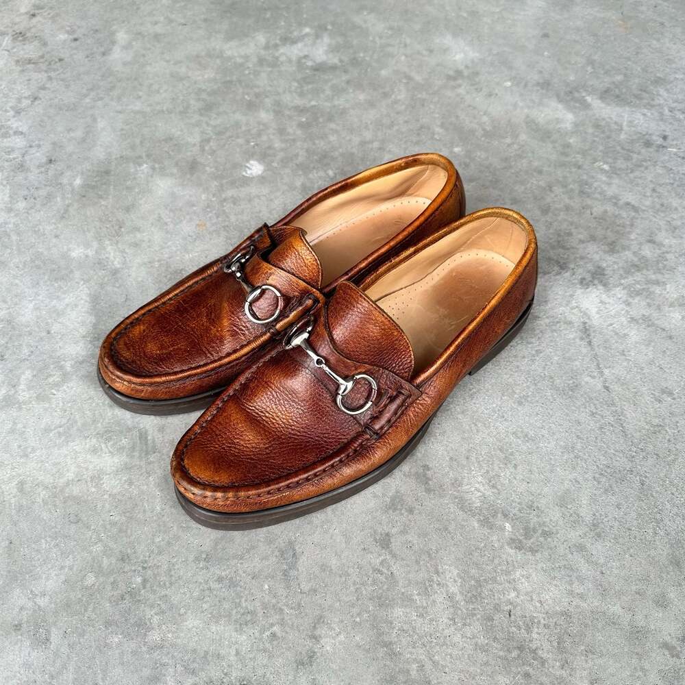 Alan Payne Men's Hand-Made Brown Leather Horsebit Loafers